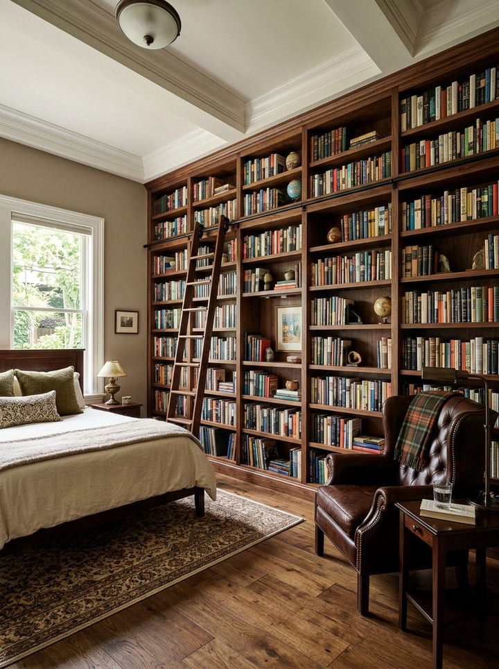 Floor To Ceiling Bookshelf - 30 bedroom creative storage ideas