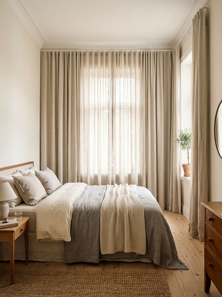 Floor To Ceiling Curtains - 30 narrow bedroom ideas