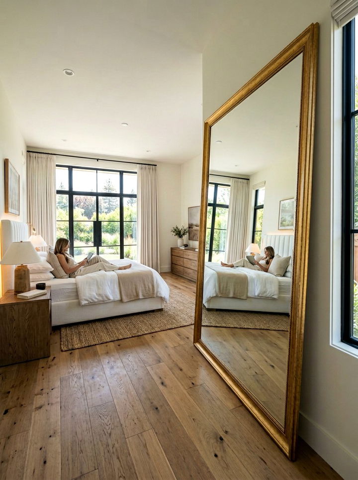 Floor To Ceiling Leaner Mirror - 30 bedroom statement piece ideas