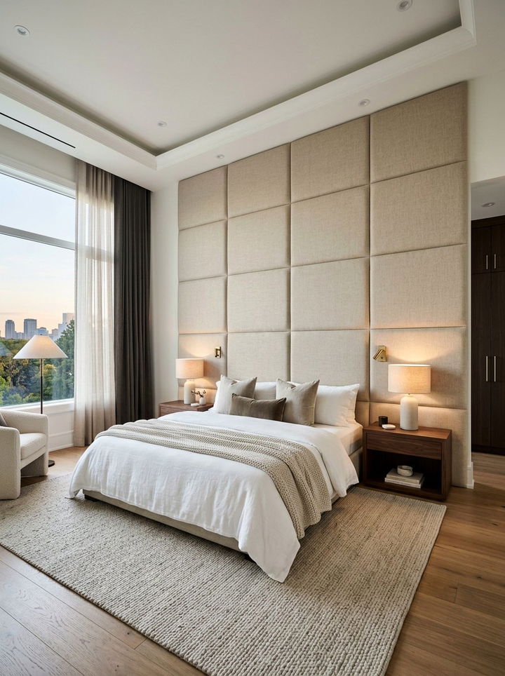 Floor To Ceiling Linen Headboard - 30 bedroom linen headboards