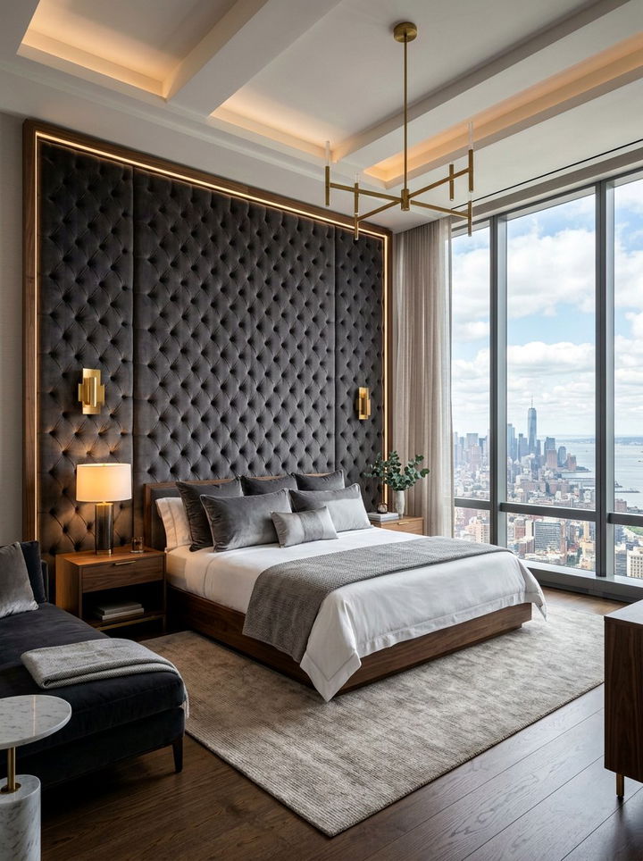 Floor To Ceiling Tufted Headboard - 30 bedroom tufted headboards