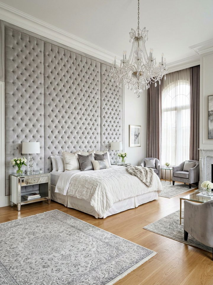 Floor To Ceiling Upholstered Wall - 30 bedroom paneling ideas