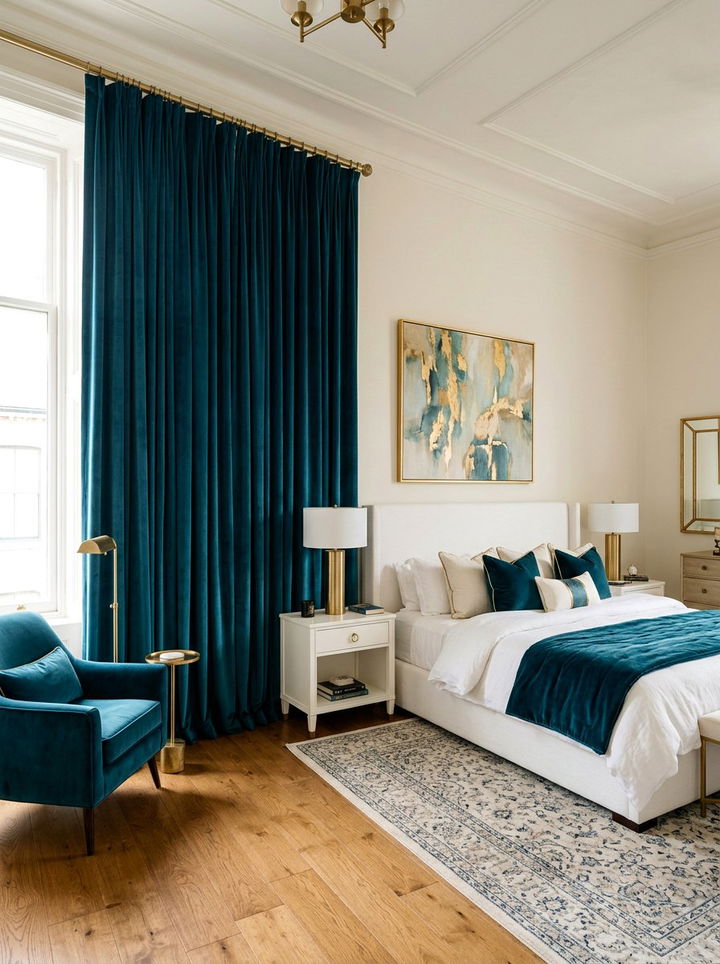 Floor To Ceiling Velvet Curtains - 30 bedroom statement piece ideas