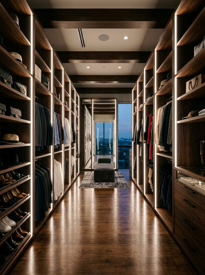 Floor To Ceiling Vertical Led Strips - 30 bedroom closet lighting ideas