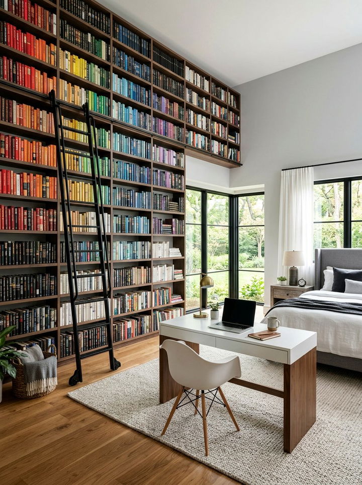 Floor To Ceiling Wall Bookshelf - 30 bedroom bookshelf ideas