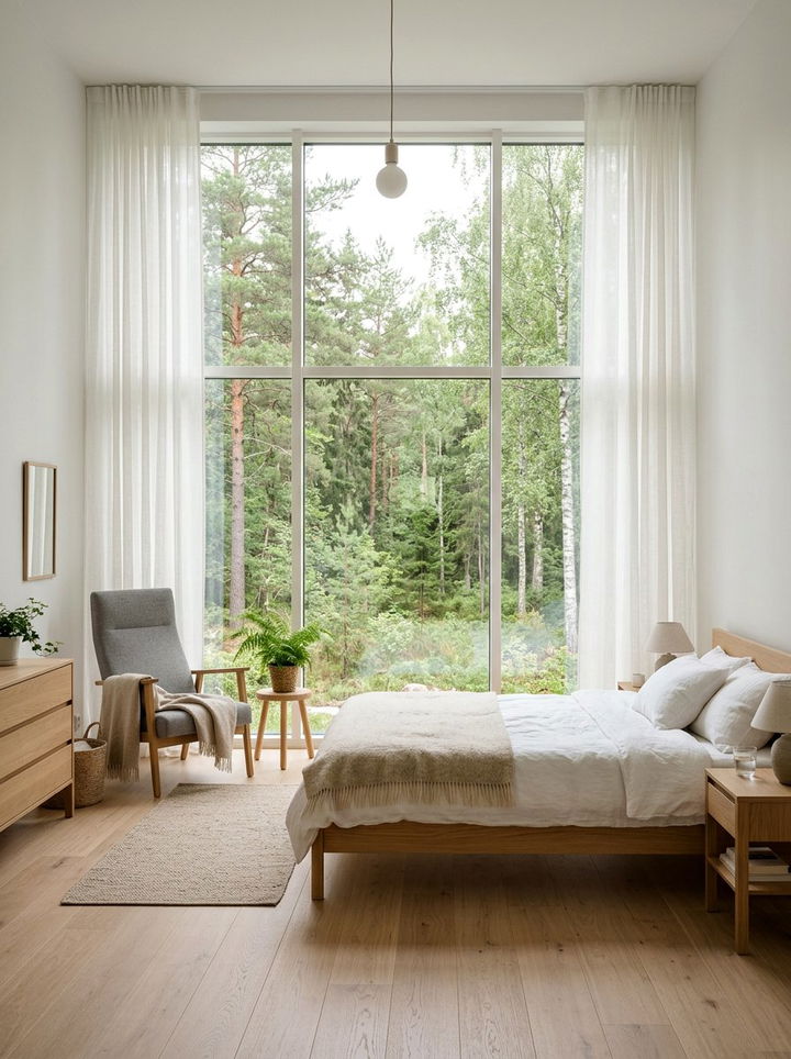 Floor To Ceiling Window - 30 Swedish bedroom ideas