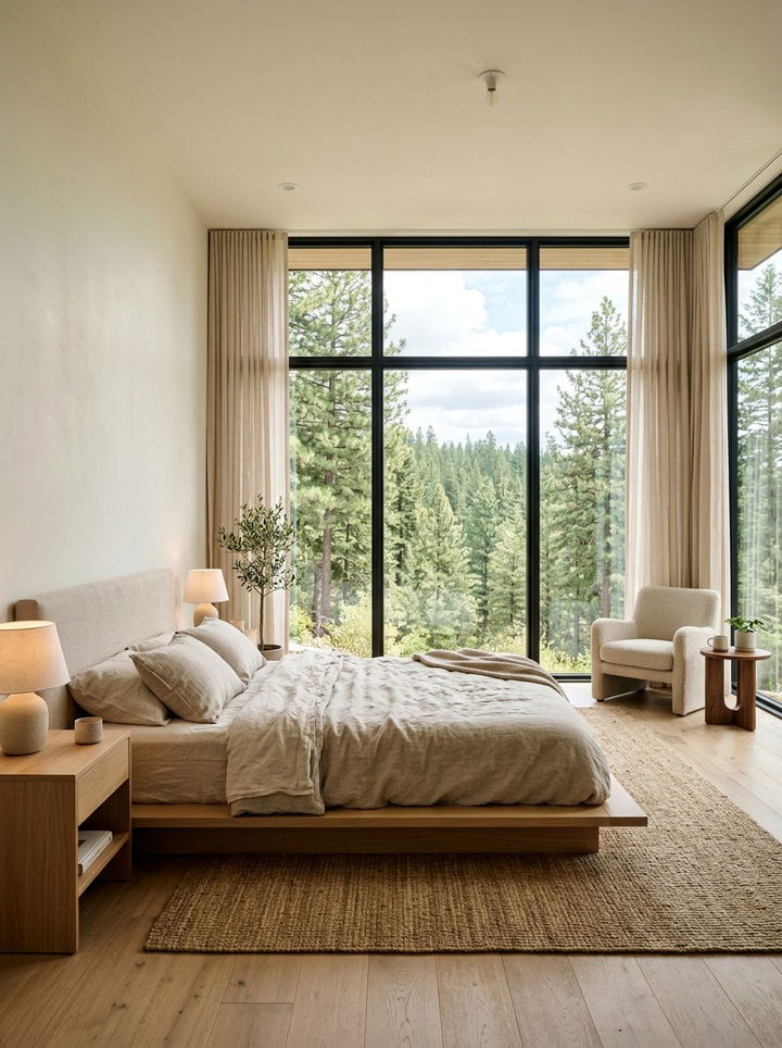 Floor To Ceiling Windows - 30 cabin bedroom ideas