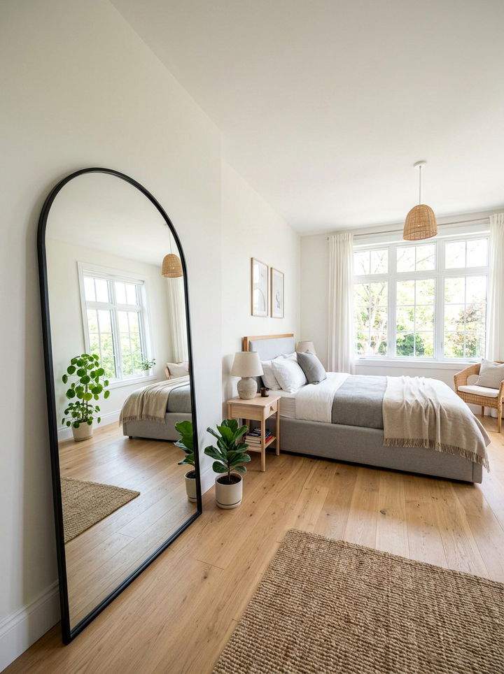 Floor mirror placement - 30 cheap bedroom ideas