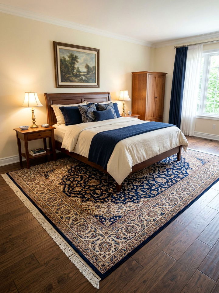 Floor rug placement - 30 budget bedroom ideas