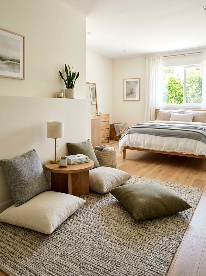 Floor seating area - 30 meditation bedroom ideas