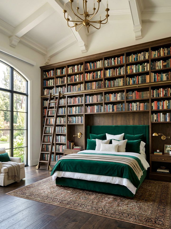 Floor to ceiling bookcase headboard - 30 bedroom bookcase headboards