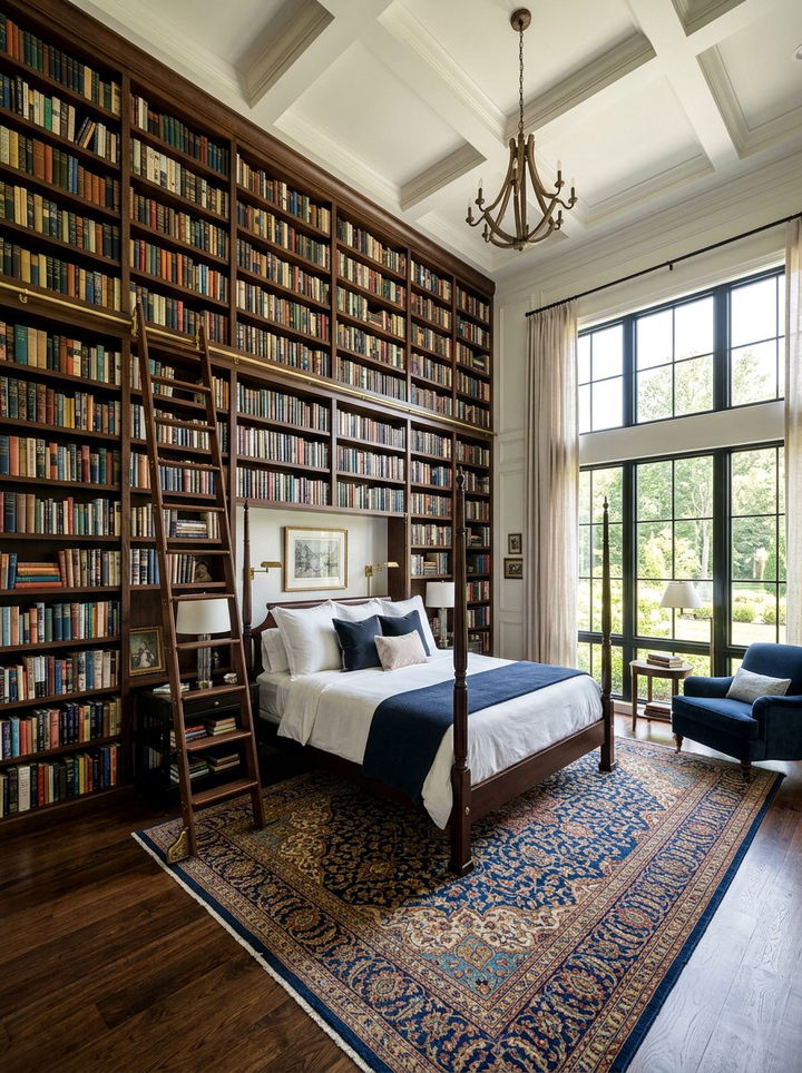 Floor to ceiling bookcase - 30 bedroom book displays