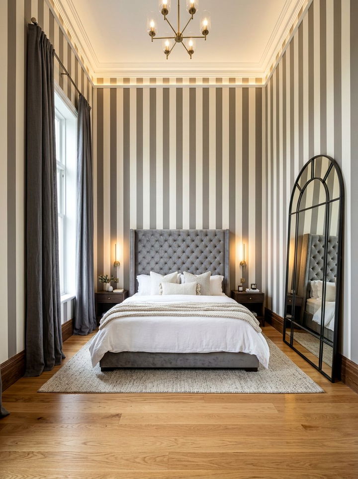 Floor to ceiling vertical stripes - 30 bedroom striped wall ideas