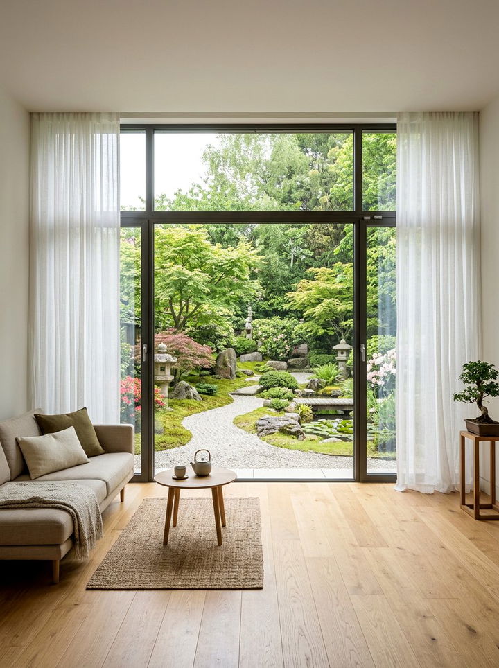 Floor to ceiling window - 30 Japanese bedroom ideas