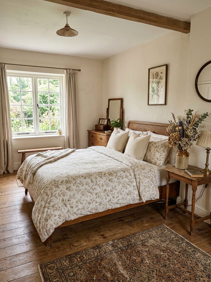 Floral Cream Bedroom - 30 rustic cream bedroom ideas