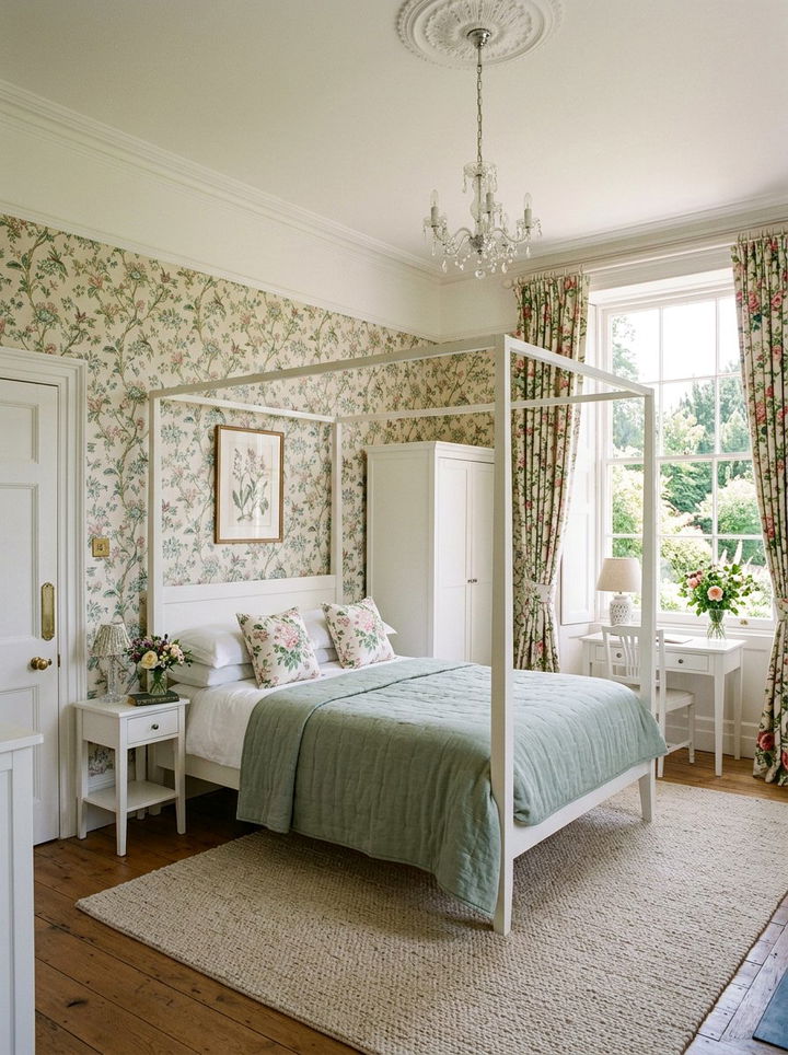 Floral Georgian bedroom - 30 Georgian bedroom ideas