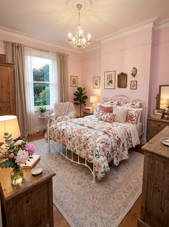Floral Pattern Bedding - 30 shabby chic bedroom ideas