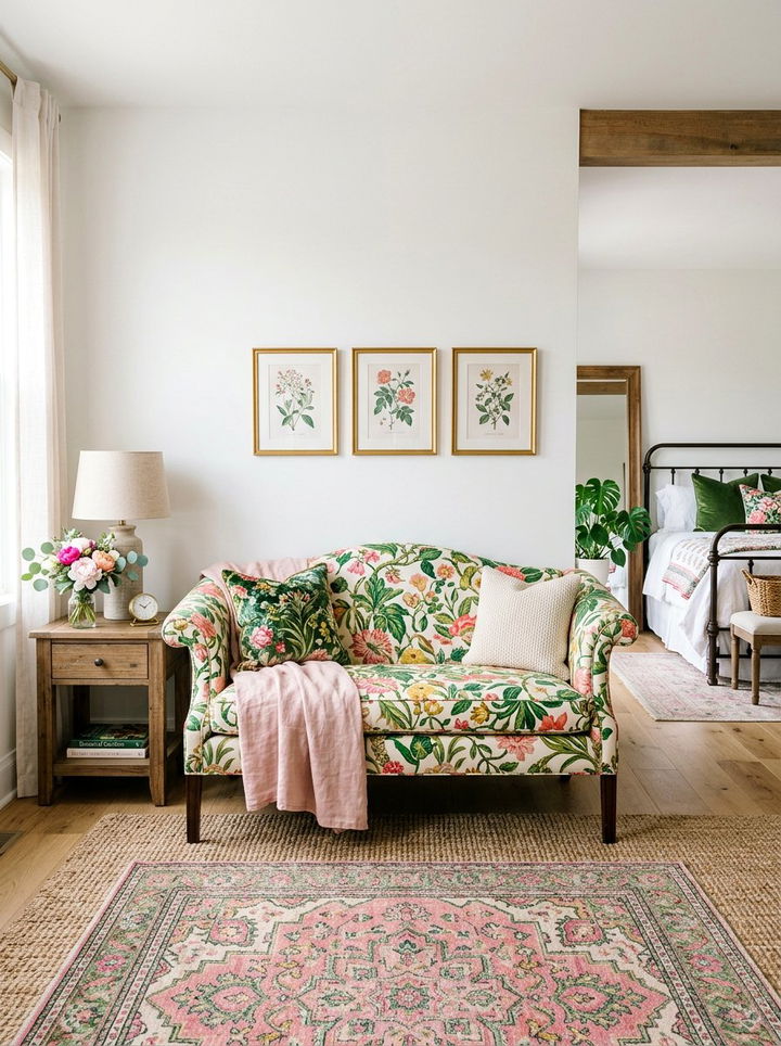 Floral Pattern Settee - 30 bedroom settees