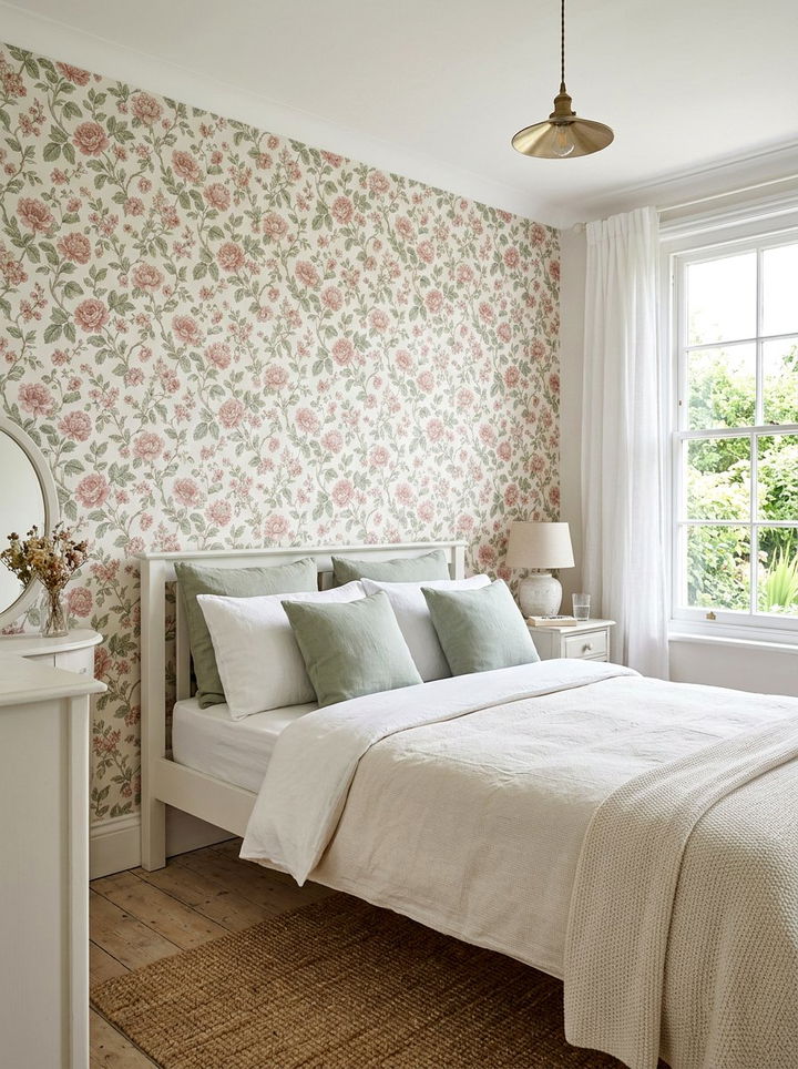 Floral Pattern Wallpaper - 30 bedroom soft settings