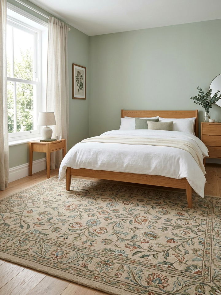 Floral Patterned Rug - 30 nature themed bedroom ideas