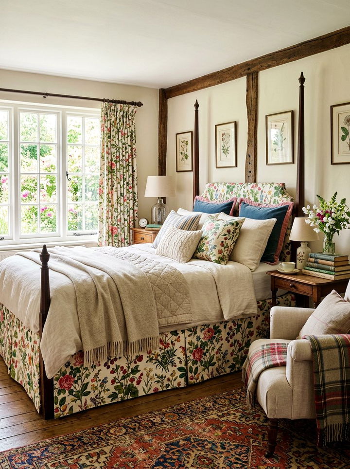 Floral Print Bed Skirt - 30 bedroom dust ruffles