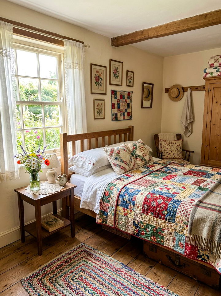 Floral Quilt Cottage Bedroom - 30 cottage bedroom ideas