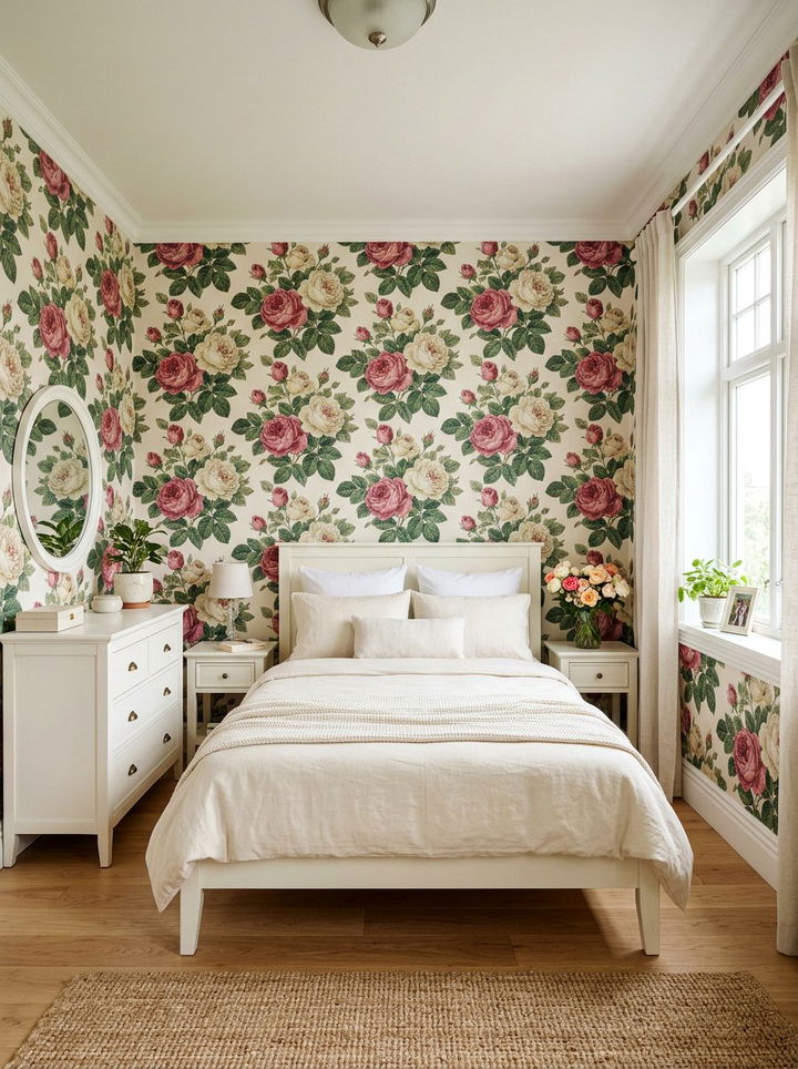 Floral Rose Wallpaper Bedroom - 30 rose bedroom ideas