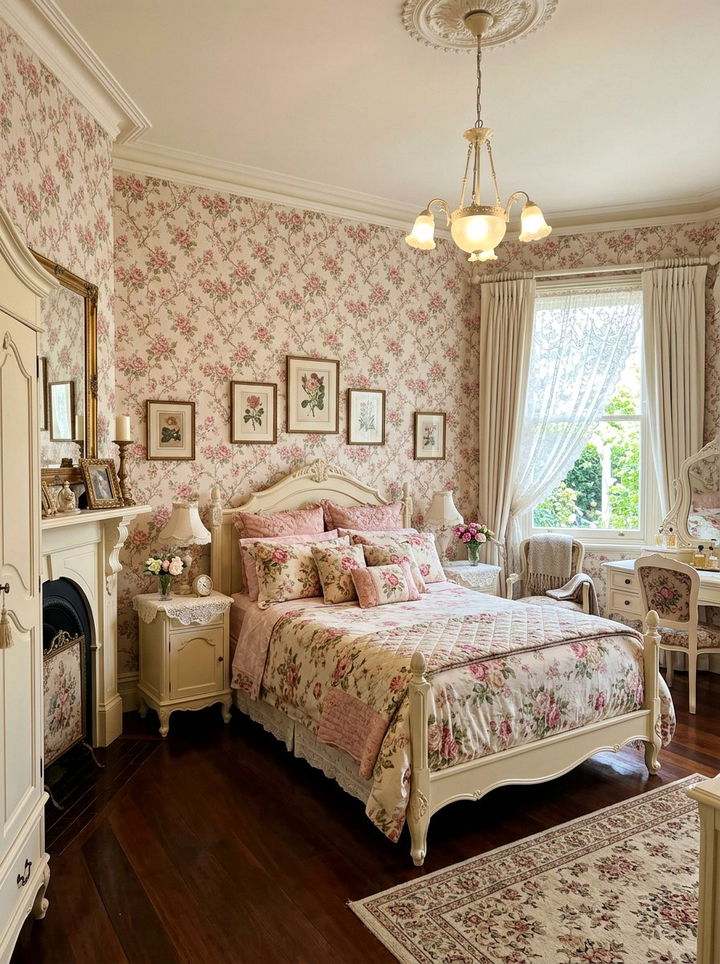 Floral Victorian bedroom - 30 Victorian bedroom ideas