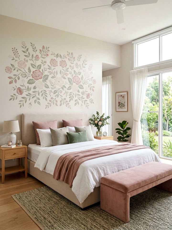 Floral Wall Stencil - 30 bedroom wall stencils