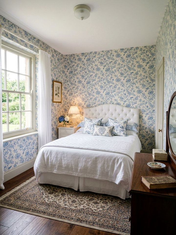 Floral Wallpaper - 30 traditional bedroom ideas