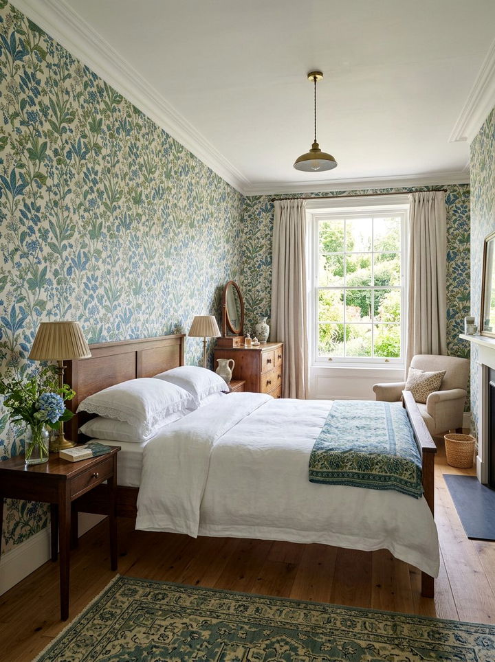 Floral Wallpaper Bedroom - 30 New England bedroom ideas