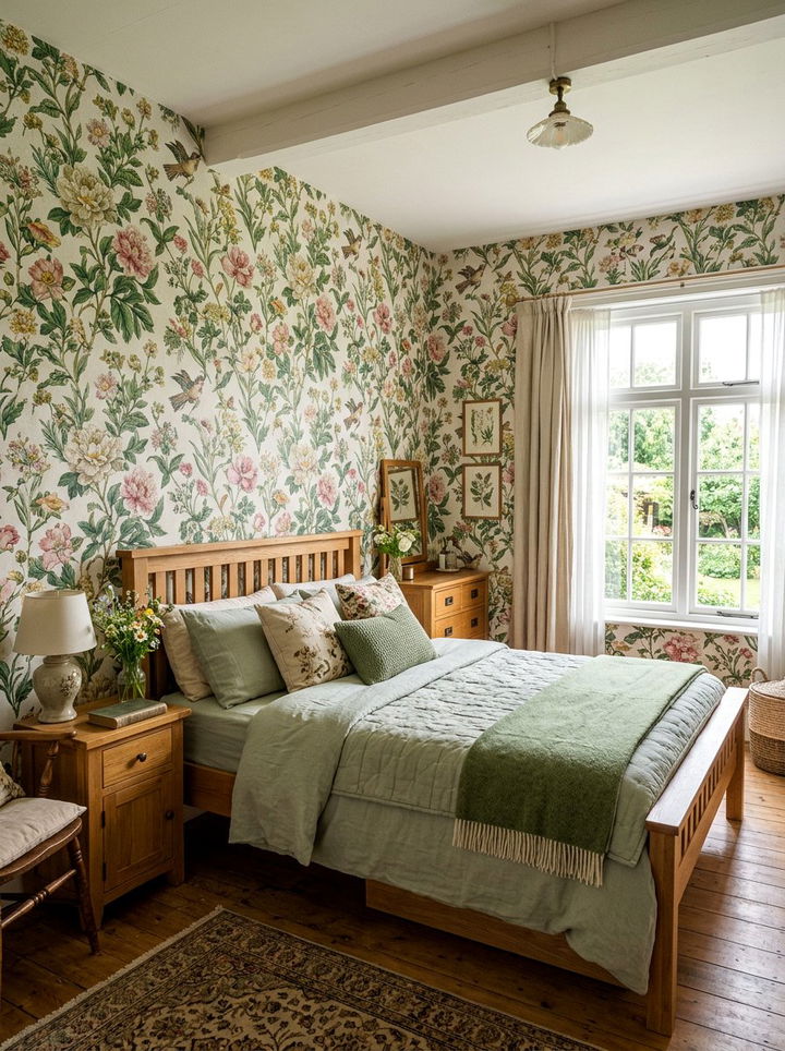 Floral Wallpaper Bedroom - 30 vintage bedroom ideas
