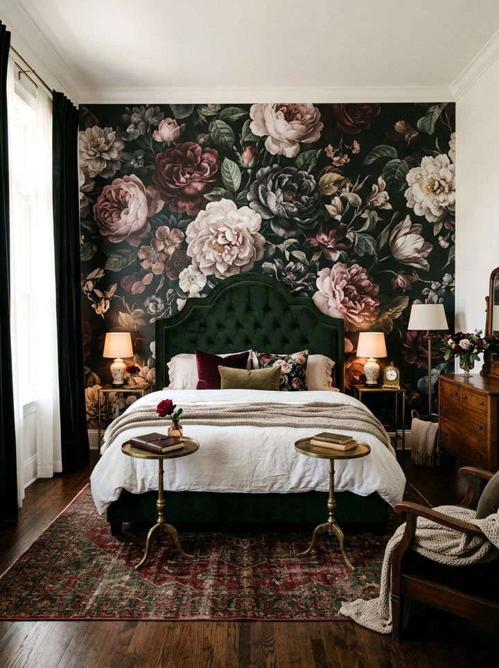 Floral Wallpaper Mural - 30 bedroom backsplash ideas