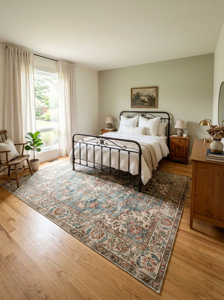 Floral area rug - 30 cottage core bedroom ideas