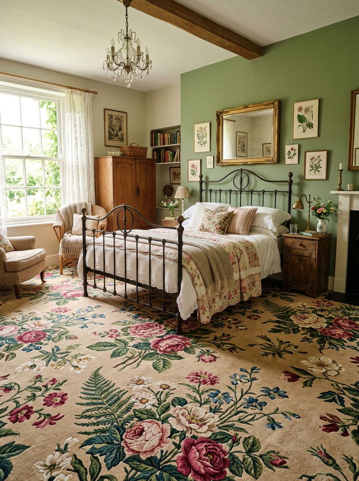 Floral bedroom carpet - 30 bedroom carpet ideas