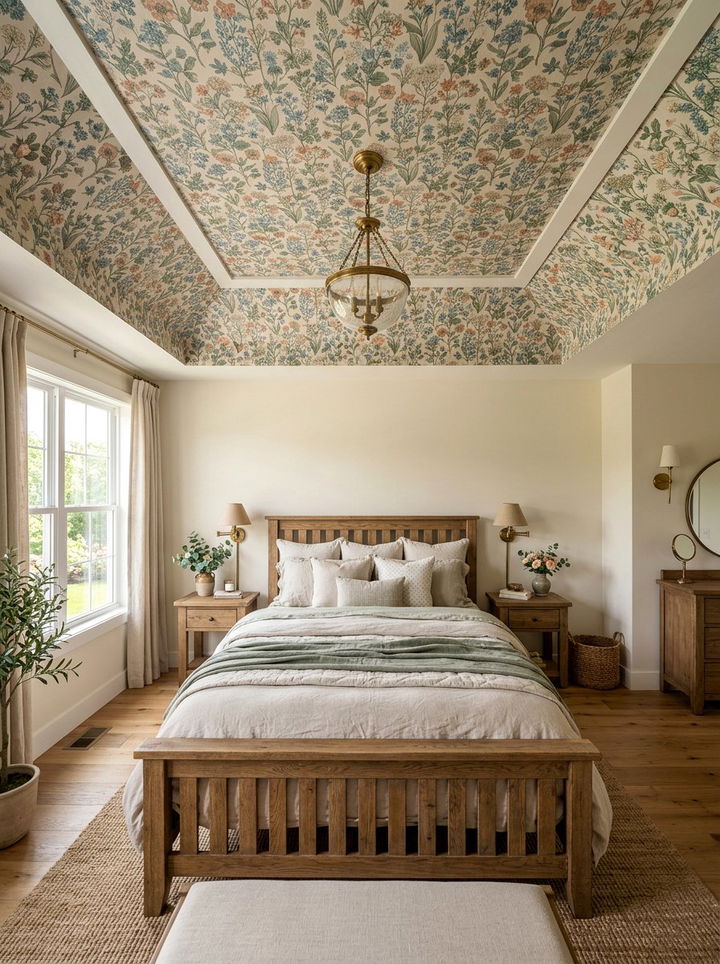 Floral ceiling wallpaper - 30 bedroom ceiling wallpapers