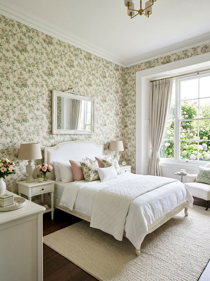 Floral damask wallpaper - 30 bedroom damask wallpapers
