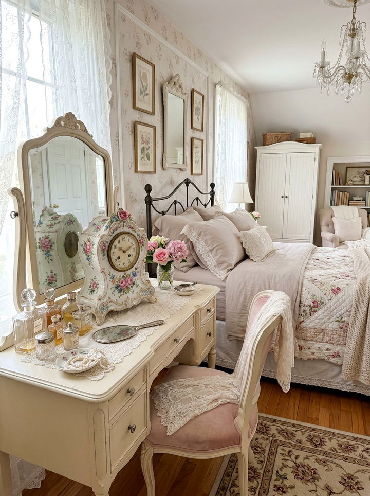 Floral porcelain table clock - 30 bedroom vintage clocks