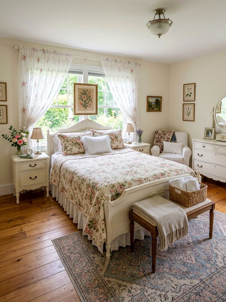 Floral quilted coverlet - 30 quilted bedroom ideas