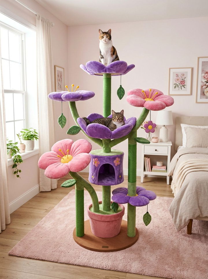 Flower Cat Tree - 30 cat tree bedroom ideas
