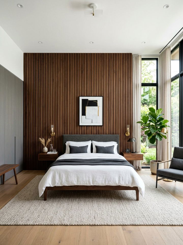 Fluted Panel Bedroom - 30 textured bedroom ideas