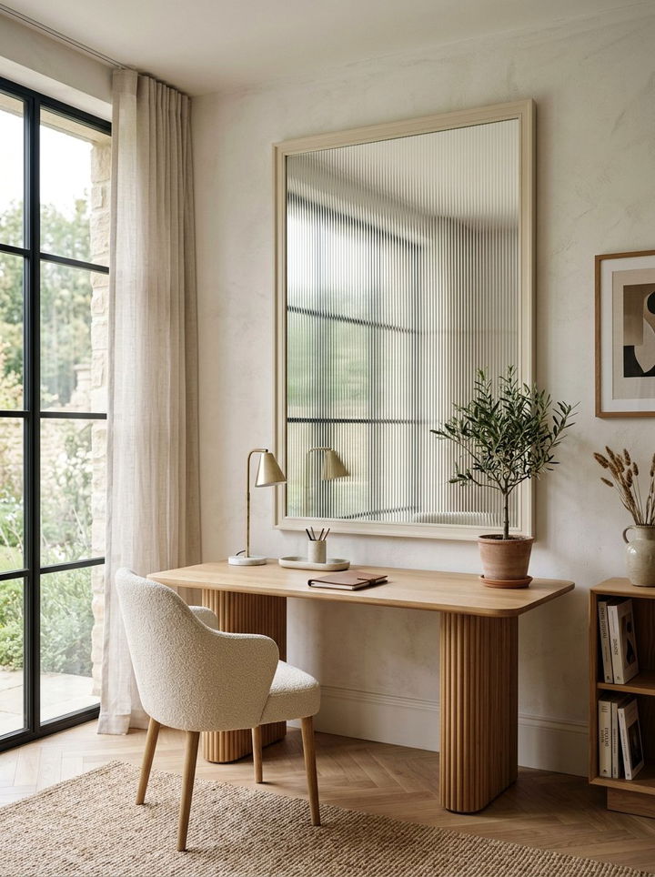 Fluted Texture Mirror - 30 bedroom vanity mirrors