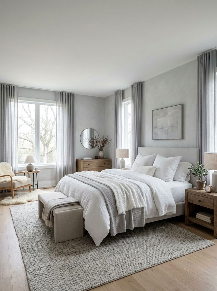 Fog Gray Peaceful Bedroom - 30 minimalist gray bedroom ideas
