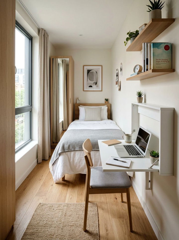 Fold Down Desk - 30 narrow bedroom ideas