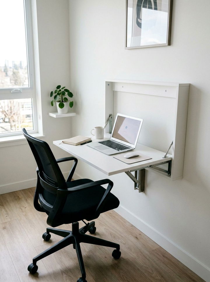 Fold Down Table - 30 bedroom small space solutions