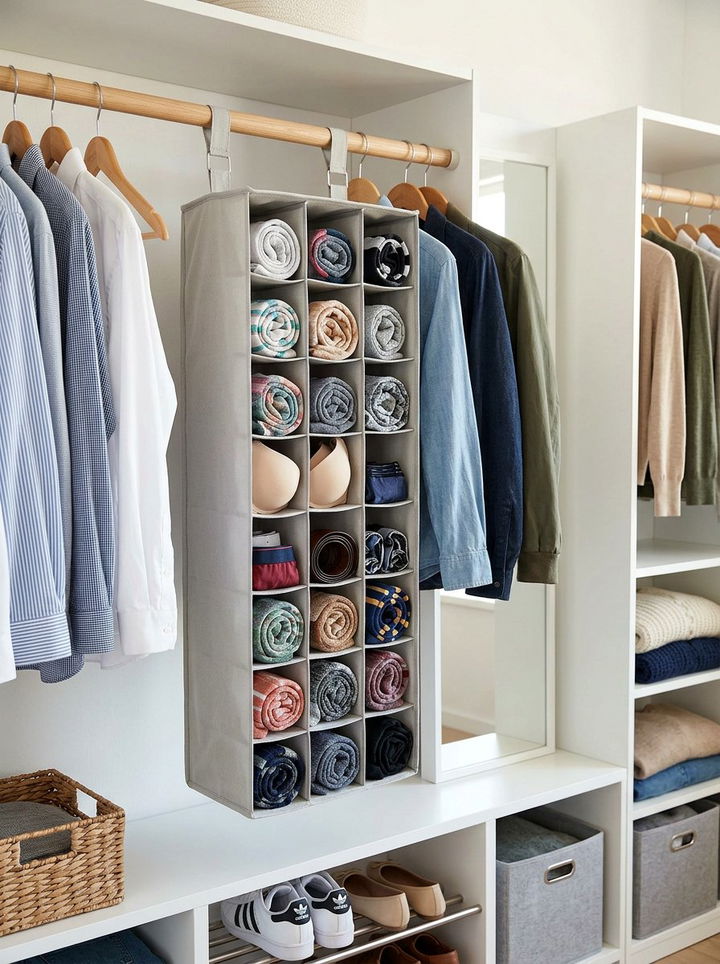 Foldable Hanging Underwear Box - 30 bedroom hanging organizers