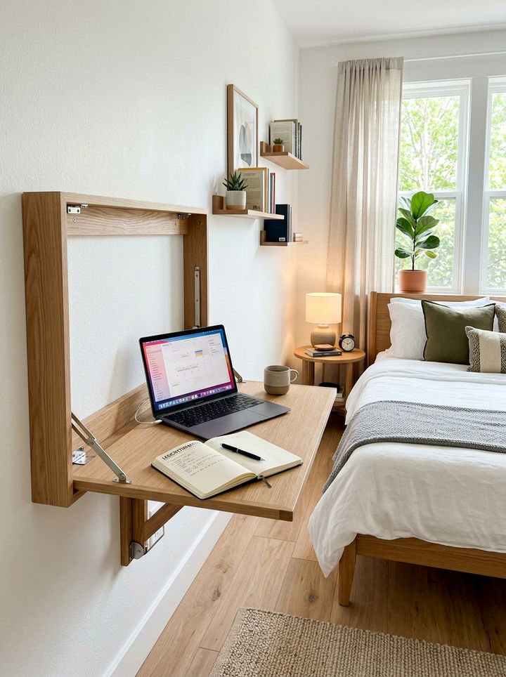 Foldable Wall Desk - 30 bedroom craft corner ideas