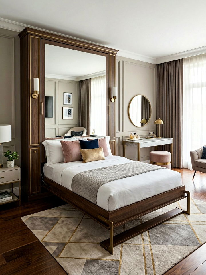 Folding Mirror Bed - 30 bedroom hidden bed ideas