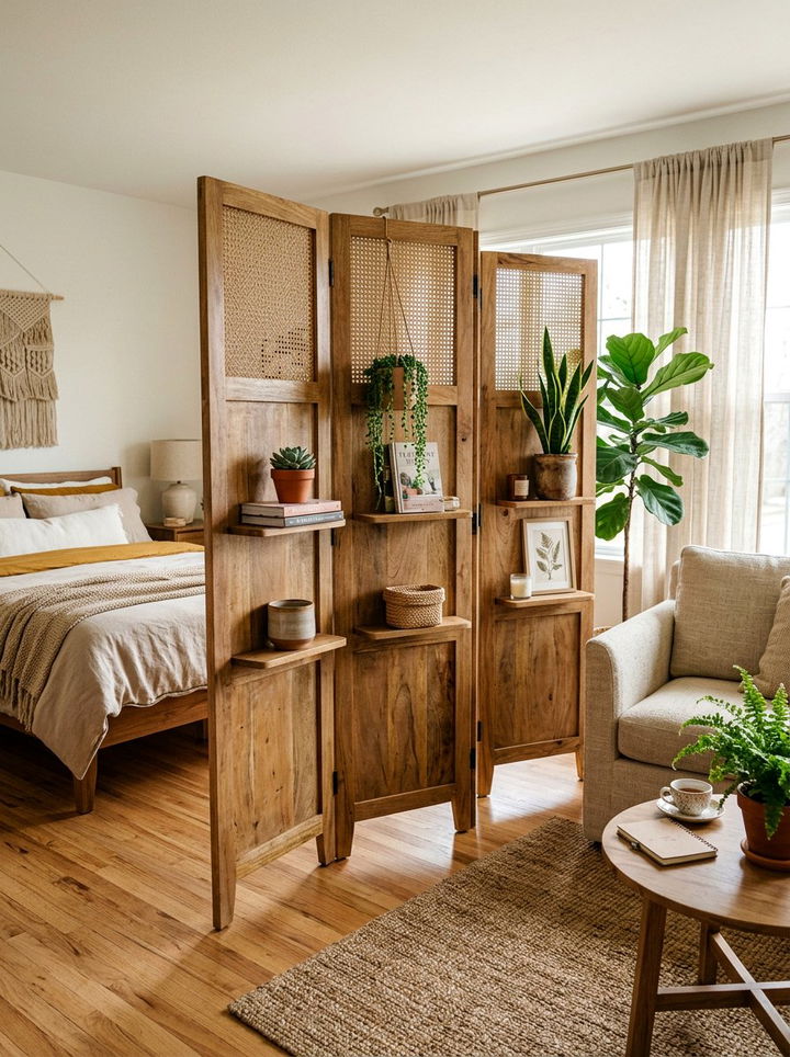 Folding Room Divider With Storage - 30 bedroom extendable furniture ideas