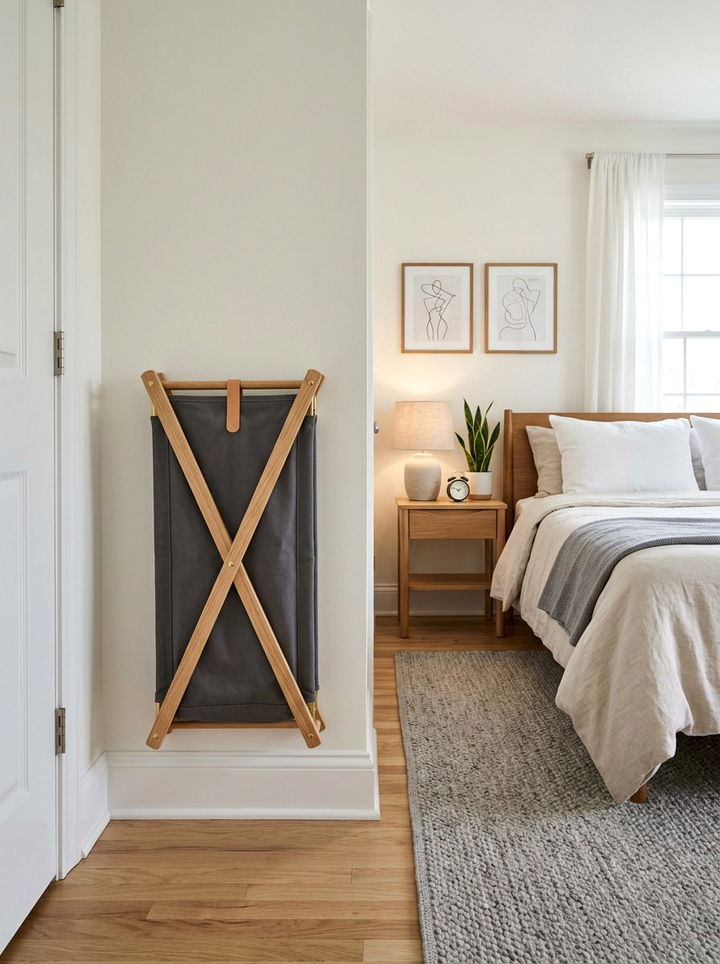 Folding laundry hamper - 30 bedroom dirty clothes storage ideas
